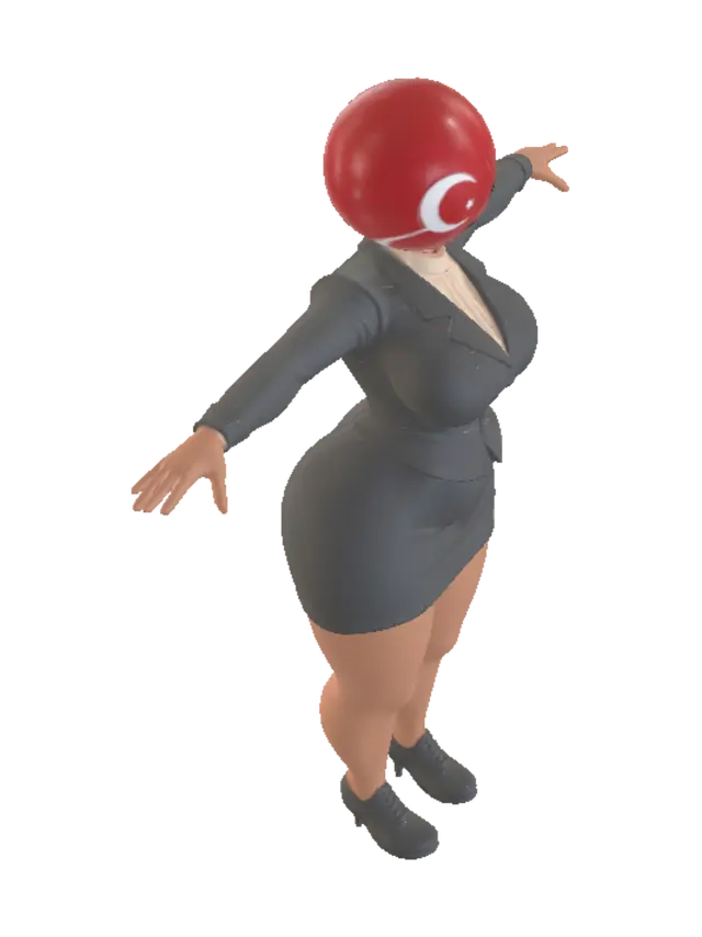 3D model for Turkish Flag Head in a Business Suit