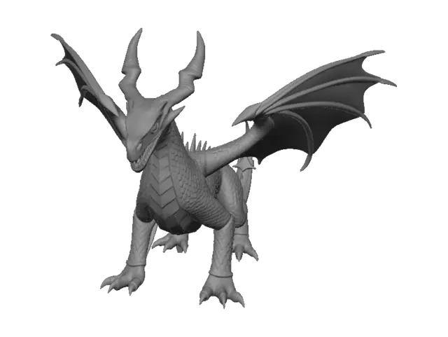 3D model for Make me a articulating dragon with each one of its horns ebola