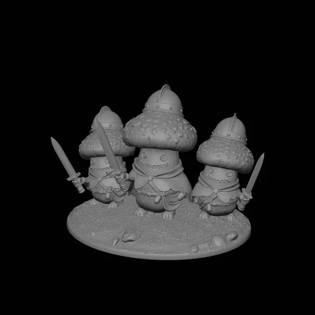 3D model for 3 mushroom musketeers