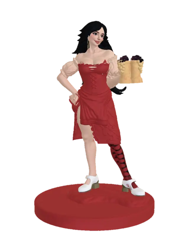 avventuriero - Barmaid 3D model, vytvořený pomocí AI