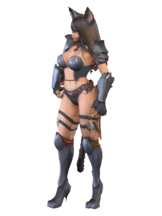 Create a high-quality 3D model of a humanoid cat girl character with feline… - Characterplayer 3D model, vytvořený pomocí AI