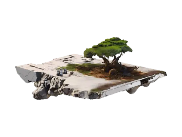 Floating Bonsai Sanctuary - Chanvitar4 3D model, vytvořený pomocí AI