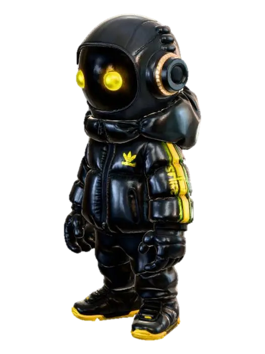 Neon-Eyed Astro Bot - Chanvitar4 3D model, vytvořený pomocí AI
