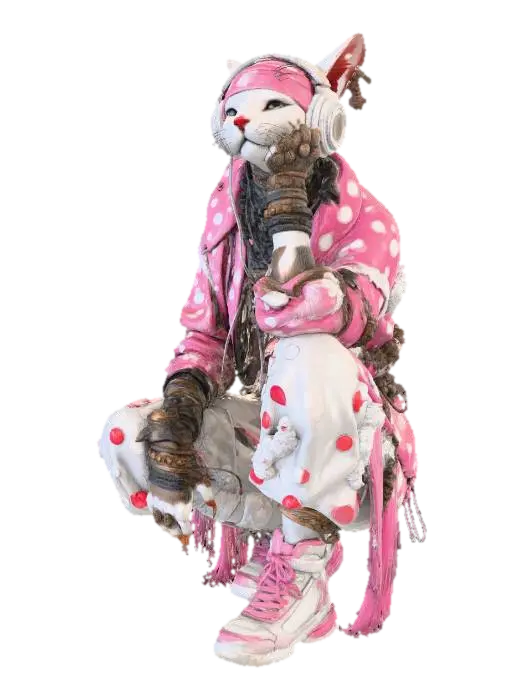 Polka Dot DJ Cat - Chanvitar4 3D model, vytvořený pomocí AI