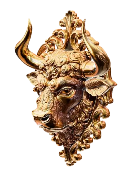 Ornate Golden Bull Crest - Coat 3D model, vytvořený pomocí AI
