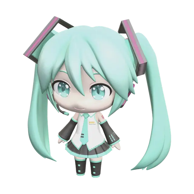 Ornate Miku Chibi - Persona 3D model, vytvořený pomocí AI