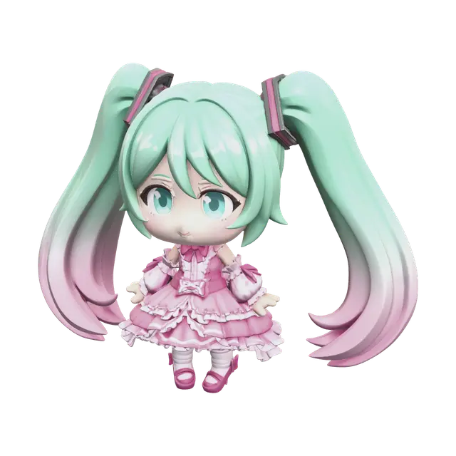 Modern Miku Chibi - Vocaloid 3D model, AI generated