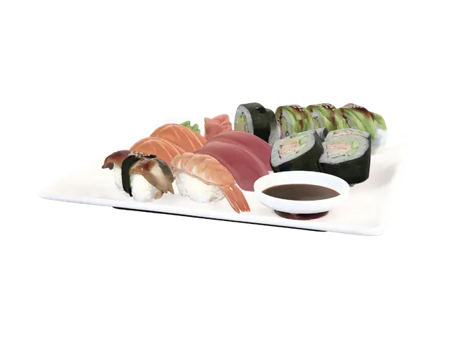 sushi plate 3D model, vytvořený pomocí AI