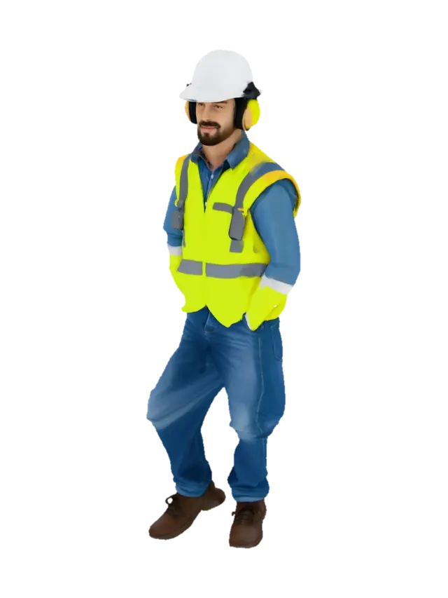 Modello 3D Genera a un personaje en 3D de un Supervisor de Seguridad y Salud en el Trabajo…, generato dall’IA