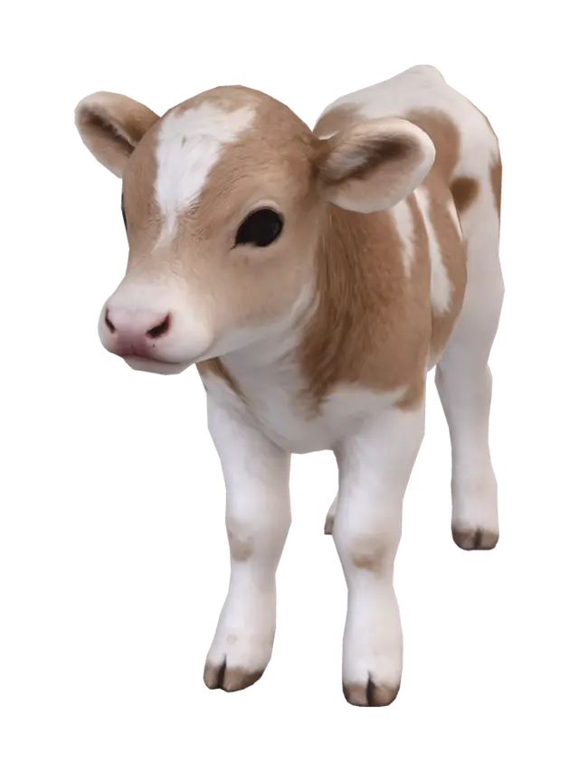 swiss cow baby 3D model, vytvořený pomocí AI