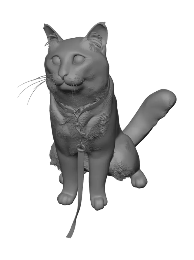 3D model for Curious Ginger Cat on a Bamboo Bench
