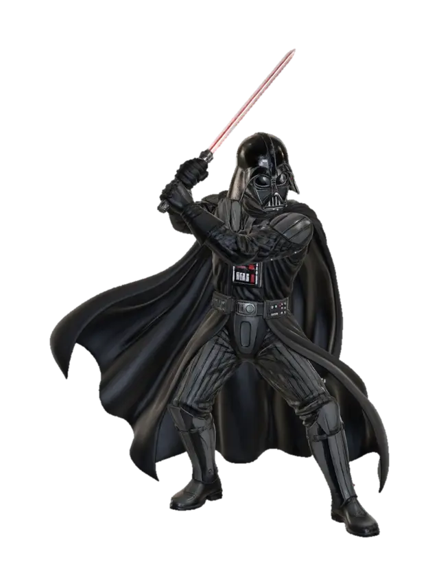 Darth Vader Wields a Red Lightsaber 3D model, vytvořený pomocí AI