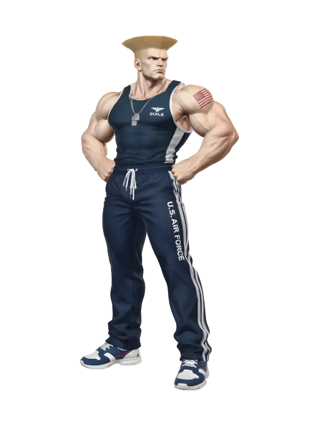 Modello 3D Guile - Buzzcut, generato dall’IA