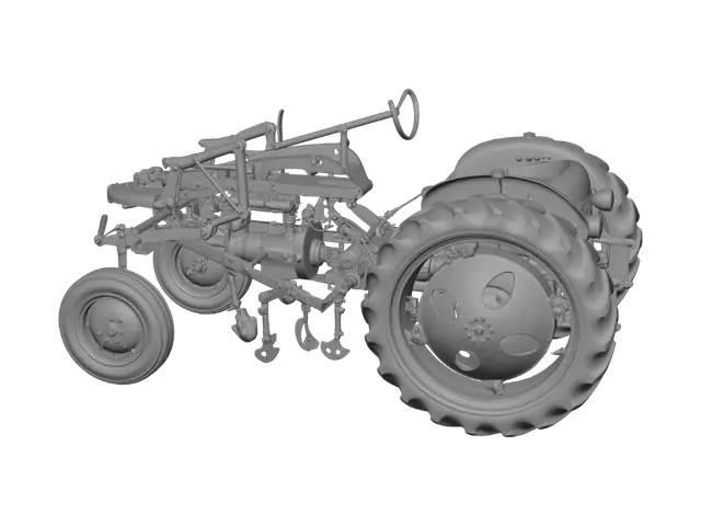 3D model for Orange Tractor with Cultivator