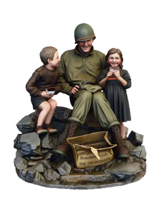 Soldier Sharing Chocolate wartime Christmas , #Christmas2025# - Friends 3D model, vytvořený pomocí AI