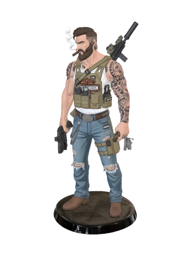 Harley-Davidson Mercenary 3D model, vytvořený pomocí AI