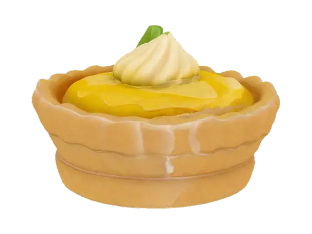 Lemon Delight Tart 3D model, vytvořený pomocí AI