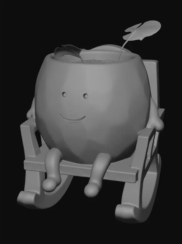 3D model for Smiley Pot on a Tiny Rocking Chair