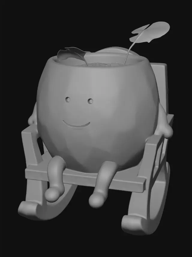 3D model for Smiley Pot on a Tiny Rocking Chair