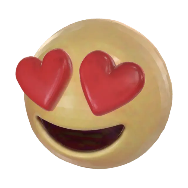 Heart Eyes Emoji 3D model, vytvořený pomocí AI