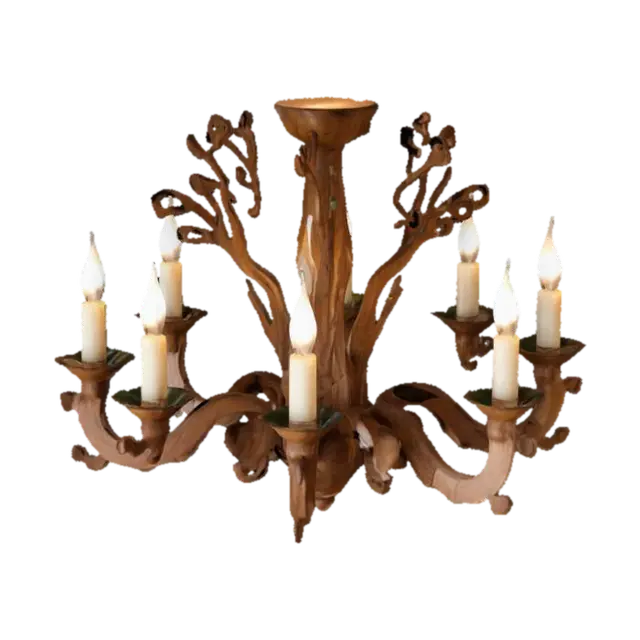 wooden elf chandelier with candles - Candle 3D model, vytvořený pomocí AI