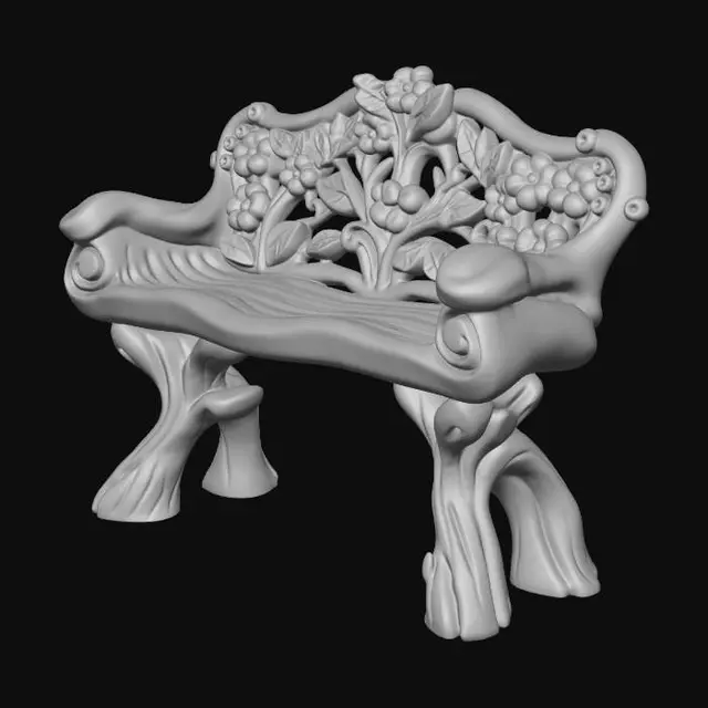 3D model for fairy garden bench, easily 3d printable, solid smooth plastic, realistic look