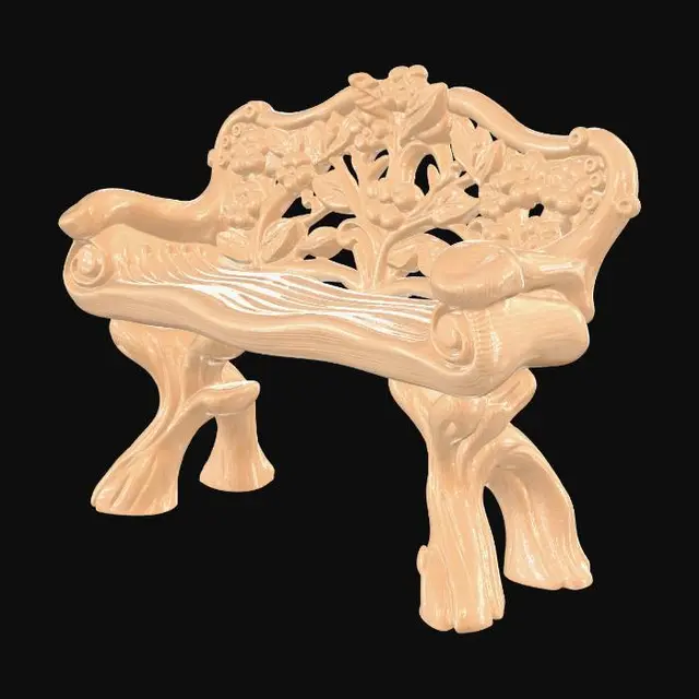 3D model for fairy garden bench, easily 3d printable, solid smooth plastic, realistic look