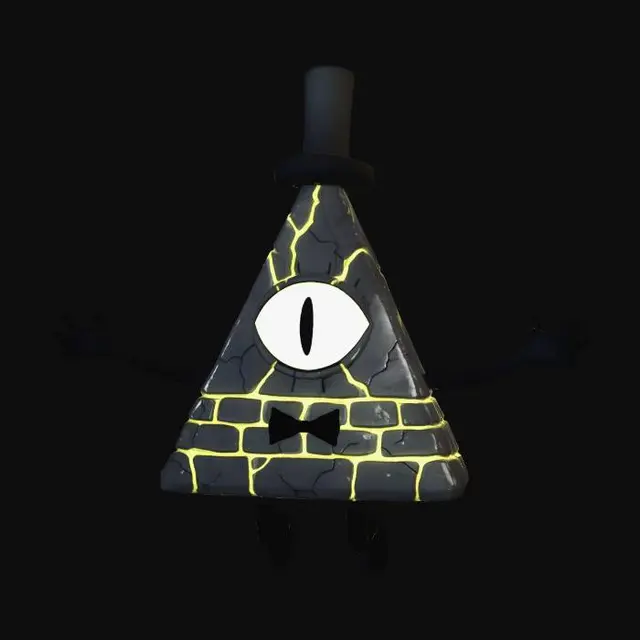 3D model for For the object: Bill Cipher's specific pose (e.g., with arms extended, spinning), or additional details like small limbs.
For the style: More specific artistic styles (e.g., "cel-shaded," "hyperrealistic," "pixel art," "steampunk").
For the color: Specific shades of yellow (e.g., "fluorescent yellow," "mustard yellow") or details on how colors transition.
For the material: More detailed material properties (e.g., "glowing arcane energy," "cracked stone," "molten gold," "smooth polished enamel").
For the aesthetic: The overall mood or atmosphere (e.g., "eerie and unsettling," "whimsical and magical," "ancient and powerful").