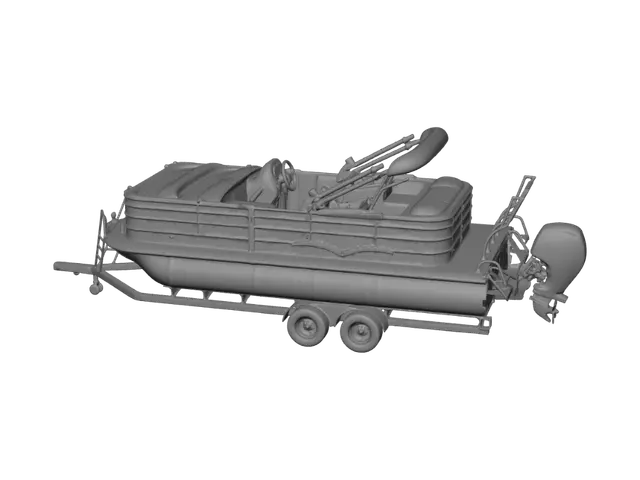 3D model for Sylvan Pontoon Boat on a Trailer