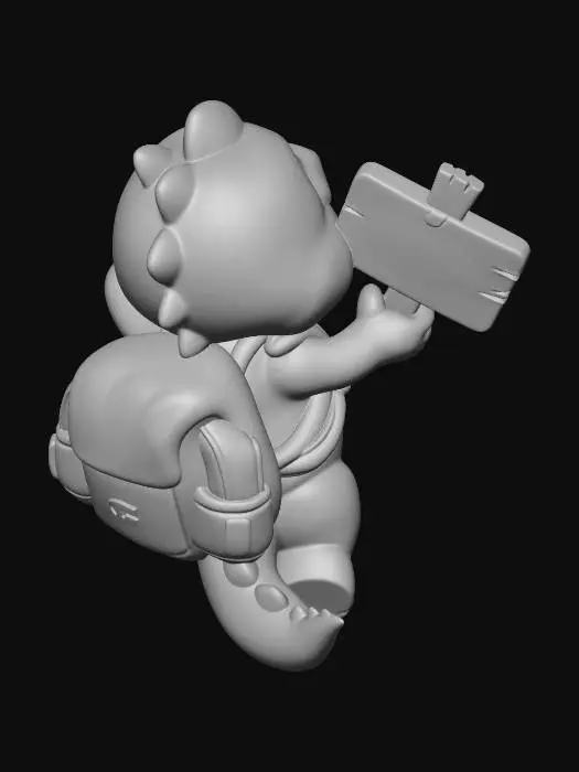 3D model for Cheerful Pink Dinosaur with Sign