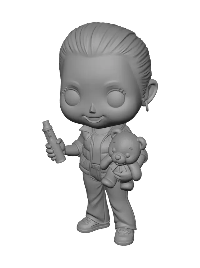 3D model for Big-Eyed Doll with Teddy Bear