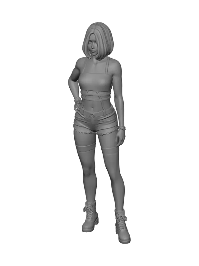 3D model for Back View in Denim Shorts