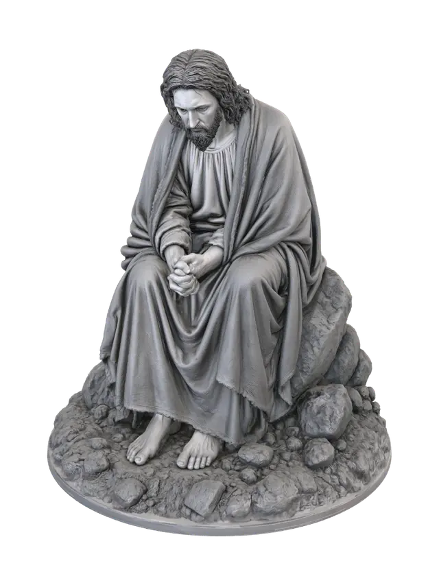 Christ Wilderness Figurine HD - Facialexpression 3D model, vytvořený pomocí AI
