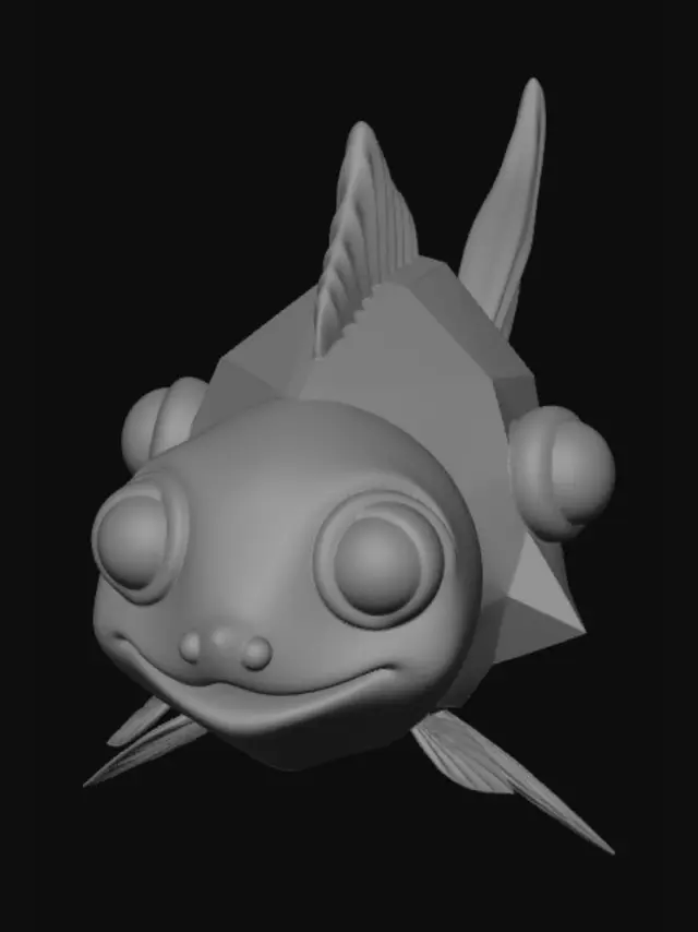 3D model for MASTER STYLE PREFIX:
cute stylized low poly Roblox fish model, cohesive aquarium simulator art style, simple geometry, clean topology, chunky readable silhouette, smooth soft shading, minimal textures, vibrant colors, oversized cute eyes, toy-like proportions, slightly rounded edges, optimized for Roblox, front and side fin detail simplified, game-ready 3D model, centered pose, isolated background, no realism, no photorealistic scales, no detailed water, no environment, consistent polygon density, adorable fantasy-inspired proportions
: A round cute goldfish, flowing tail fins, short chunky body, playful proportions, soft rounded fins, friendly face, for a Roblox game
