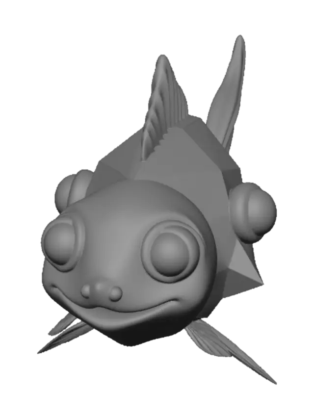 3D model for MASTER STYLE PREFIX:
cute stylized low poly Roblox fish model, cohesive aquarium simulator art style, simple geometry, clean topology, chunky readable silhouette, smooth soft shading, minimal textures, vibrant colors, oversized cute eyes, toy-like proportions, slightly rounded edges, optimized for Roblox, front and side fin detail simplified, game-ready 3D model, centered pose, isolated background, no realism, no photorealistic scales, no detailed water, no environment, consistent polygon density, adorable fantasy-inspired proportions
: A round cute goldfish, flowing tail fins, short chunky body, playful proportions, soft rounded fins, friendly face, for a Roblox game