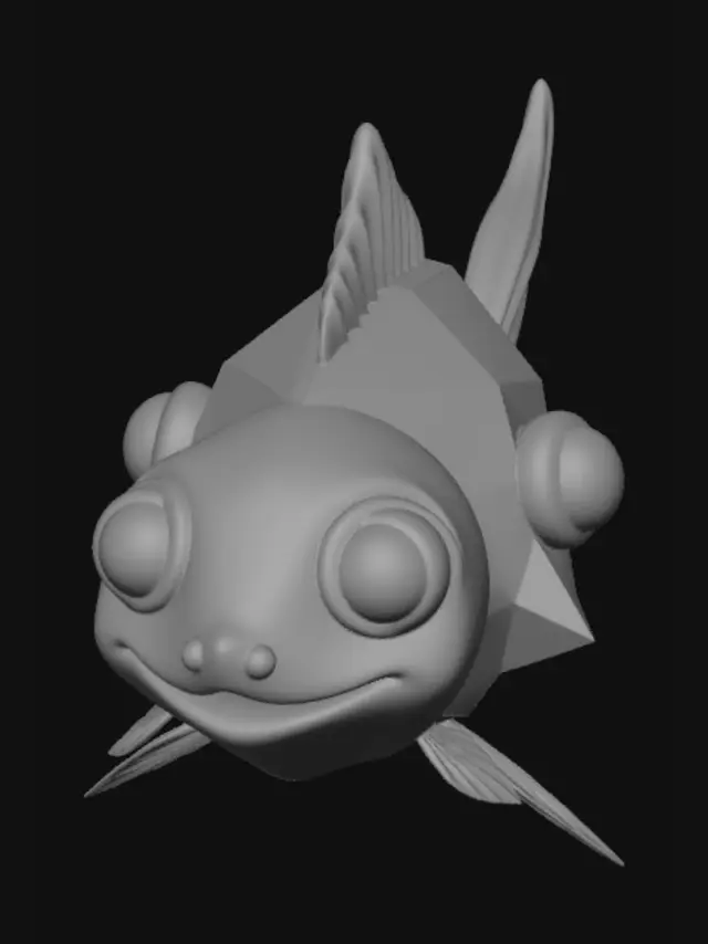 3D model for MASTER STYLE PREFIX:
cute stylized low poly Roblox fish model, cohesive aquarium simulator art style, simple geometry, clean topology, chunky readable silhouette, smooth soft shading, minimal textures, vibrant colors, oversized cute eyes, toy-like proportions, slightly rounded edges, optimized for Roblox, front and side fin detail simplified, game-ready 3D model, centered pose, isolated background, no realism, no photorealistic scales, no detailed water, no environment, consistent polygon density, adorable fantasy-inspired proportions
: A round cute goldfish, flowing tail fins, short chunky body, playful proportions, soft rounded fins, friendly face, for a Roblox game