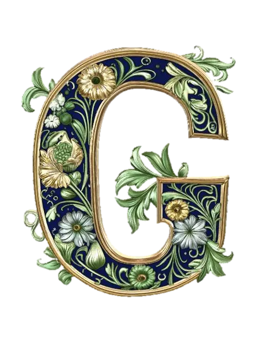 Floral Letter G - Alphabet 3D model, vytvořený pomocí AI