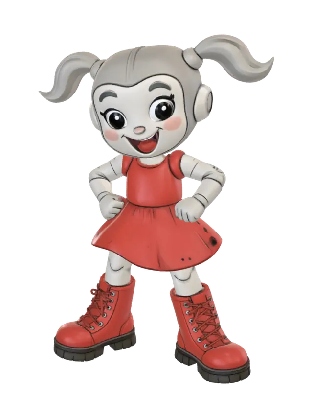 3D model for Robot Girl in a Red Dress
