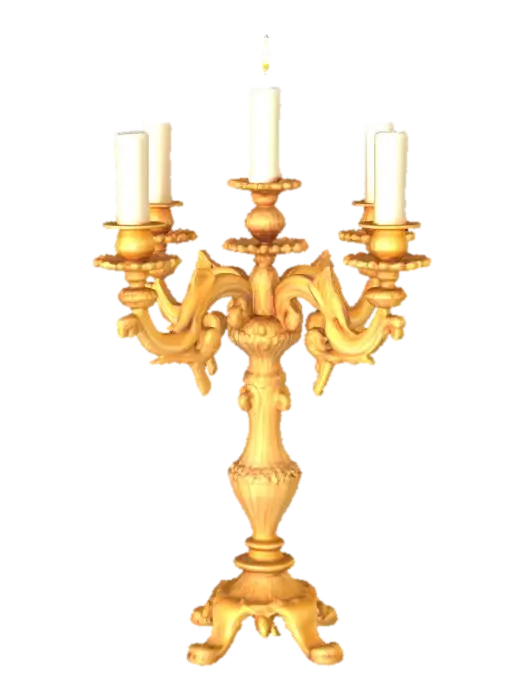 a beroque candle holder 3D model, vytvořený pomocí AI