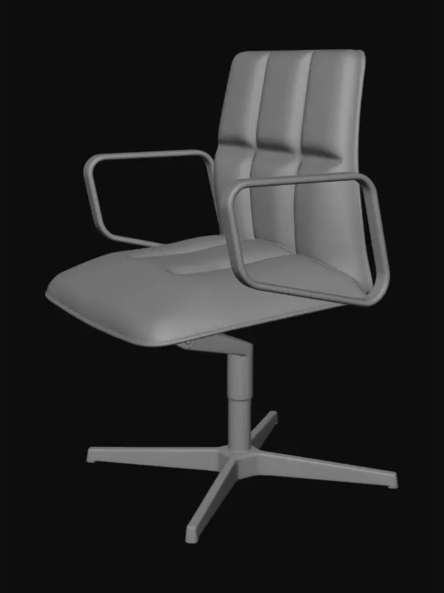 3D model for Brown Leather Office Chair by the Window