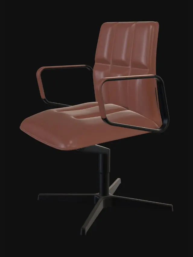 3D model for Brown Leather Office Chair by the Window