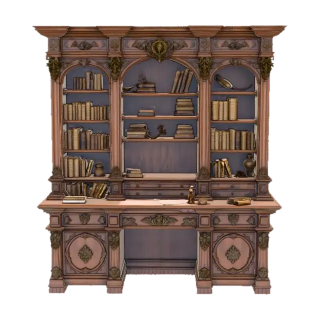 Barock Study Desk 3D model, vytvořený pomocí AI