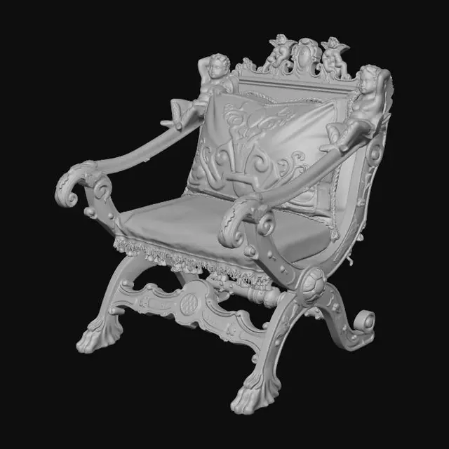 3D model for 17th Century Italian Hand Carved Chair