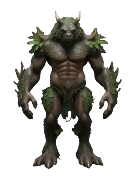 3D model for Forest creature, 4 legs, muscular, 4k rustical, Game Assets, Fantasy, Highly Detailed, Full Body, Symmetrical Body