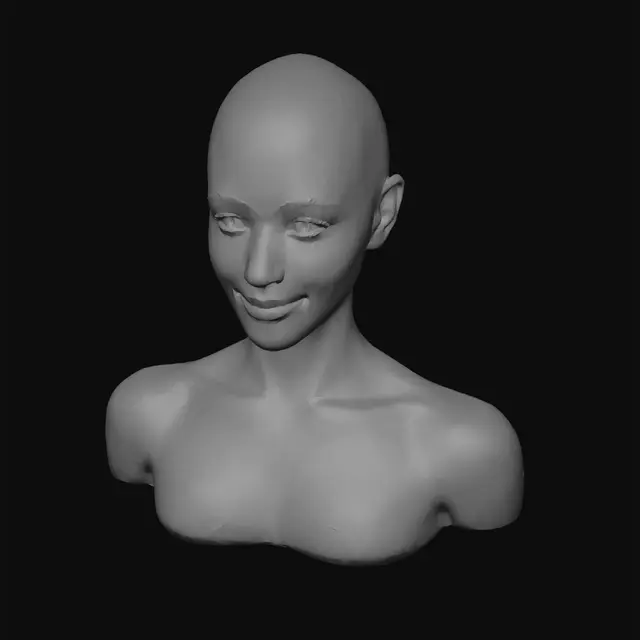 3D model for Bald Beauty Portrait