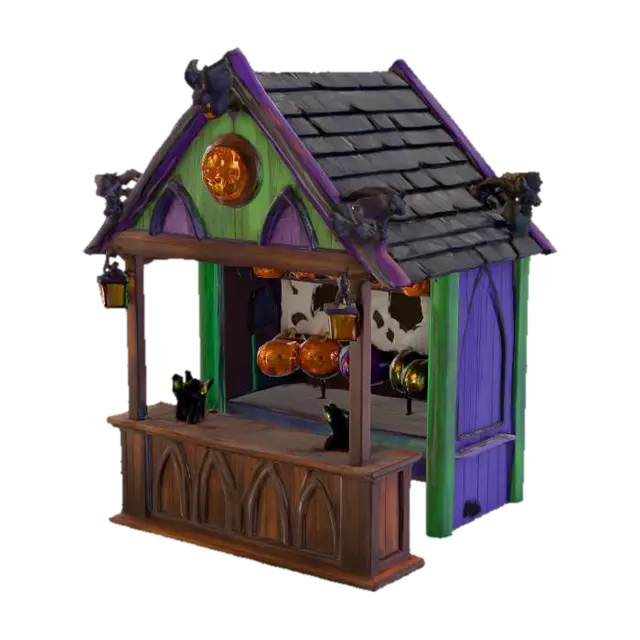 Halloween Market Stall - Pumpkins 3D model, vytvořený pomocí AI
