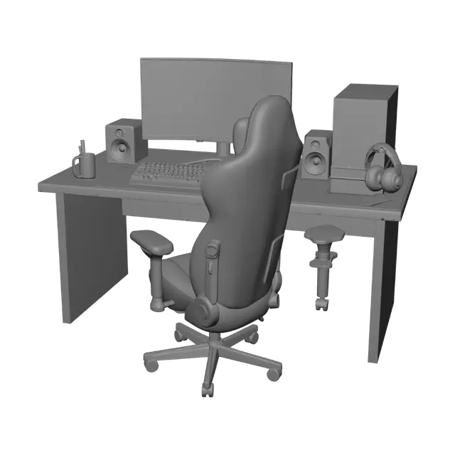 3D model for Modern Computer Desk Setup
