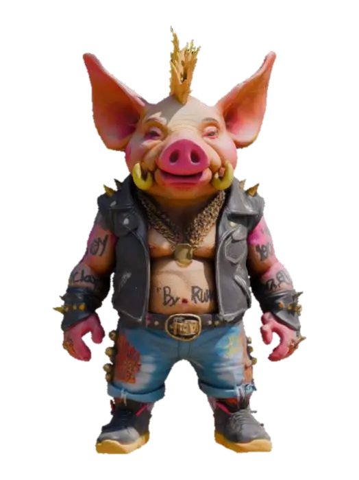 #game figure#, Highly Detailed, Ultra Realistic, a 6.5-inch action figure called "Pork… - Pig 3D model, vytvořený pomocí AI