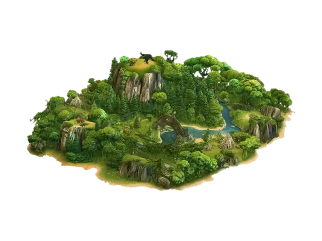 Verdant Isle of the Whispering Woods - Grove 3D model, vytvořený pomocí AI