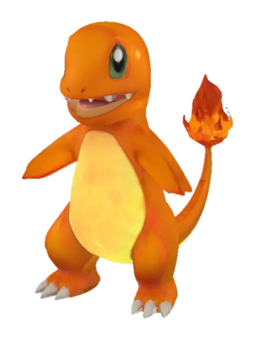 Charmander 3D model, vytvořený pomocí AI
